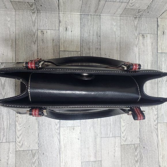 Kate Spade New York Handbag Black leather with red straps with white stitching - Picture 8 of 13